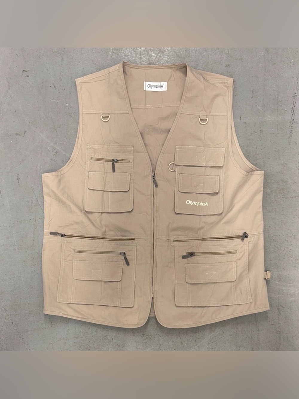 Olympina Multi-Pocket Utility Vest in Tan